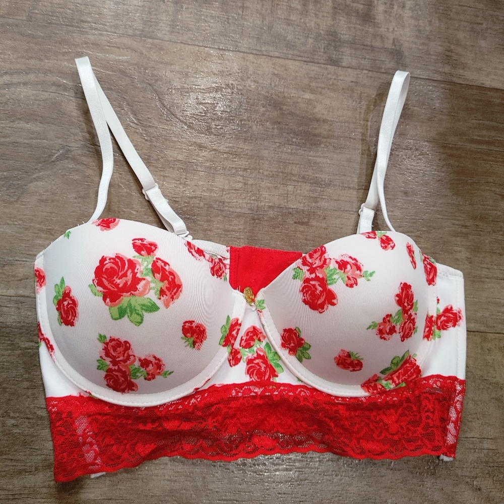Jessica Simpson Red Floral Lace Bra 34B
